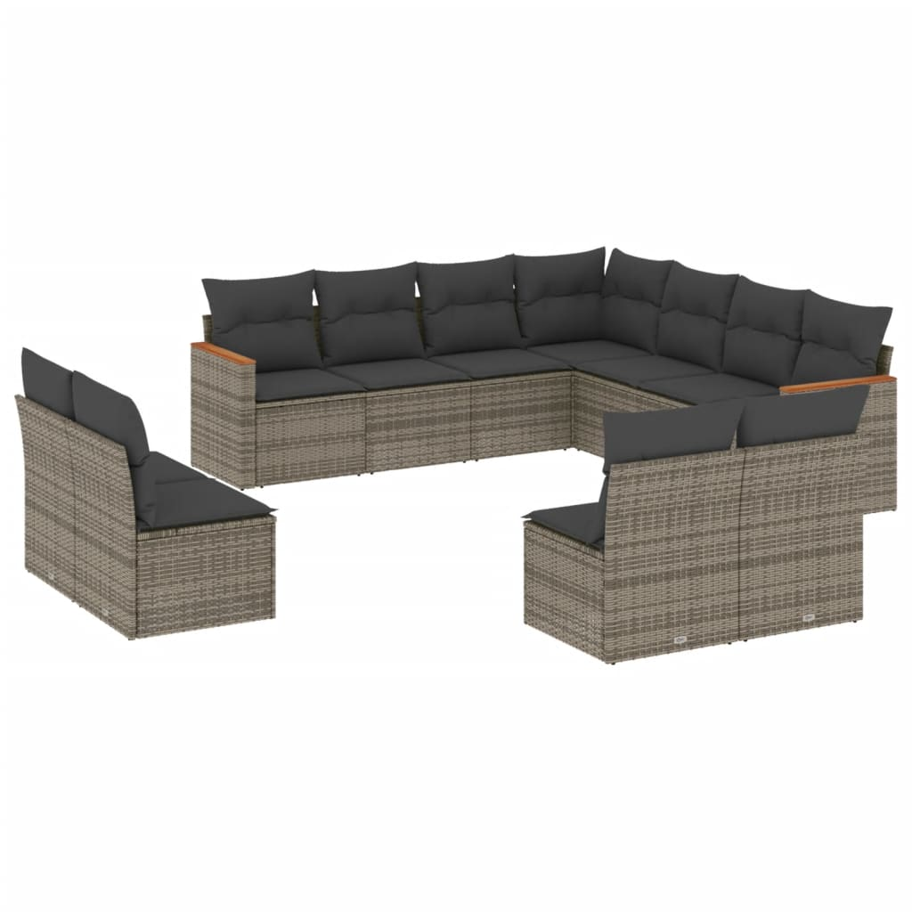 11 részes szürke polyrattan kerti ülőgarnitúra párnákkal (3226088)