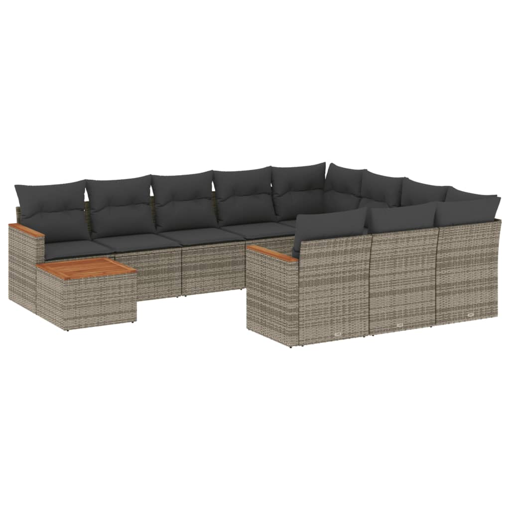 11 részes szürke polyrattan kerti ülőgarnitúra párnákkal (3258770)