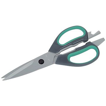 Универсална стоманена ножица Wolfcraft, ергономична, дължина 215 мм, ширина на острието 70 мм, пластмасова дръжка, с функция отвертка