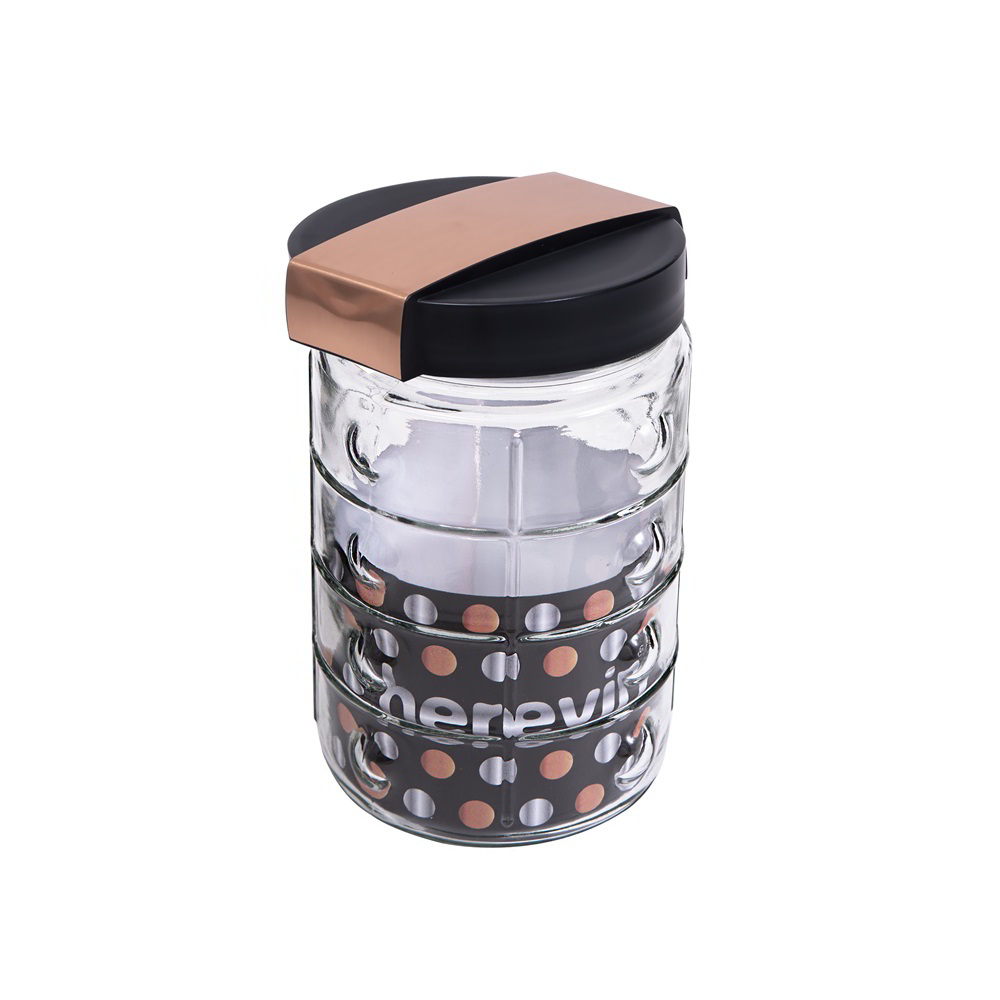 Iris 190902-004 Üveg Fűszertartó 1350ml - Rózsarany / Fekete (190902-004)