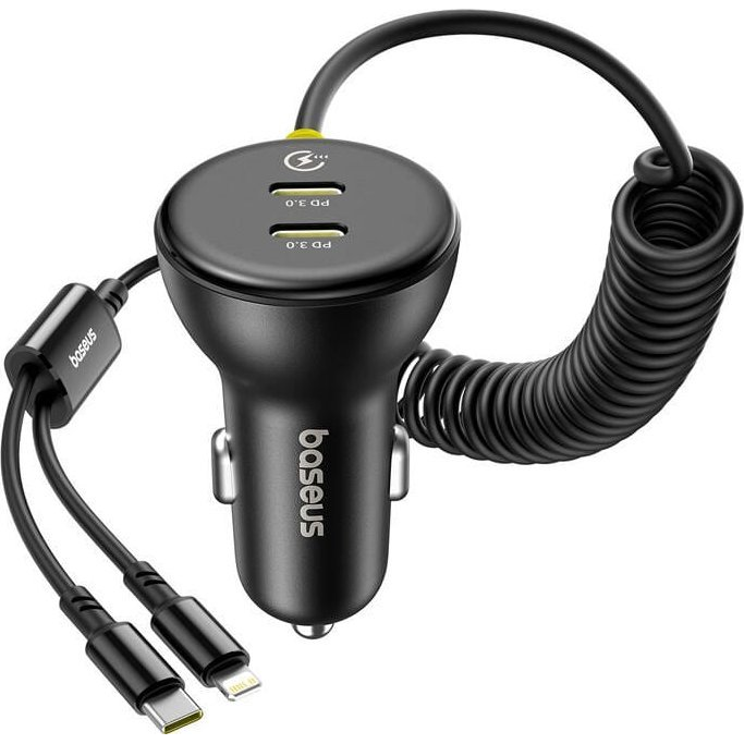 Car Charger 60W Baseus USB-C+Lightning Cable (Black) (BSU8934)