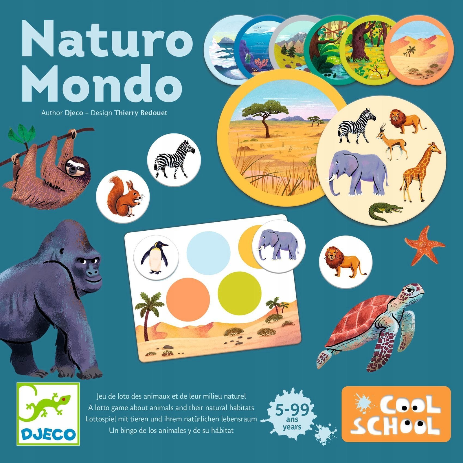 Djeco Naturo Mondo - Képes Lottó, Állatok és Élőhelyeik (DJ00810)