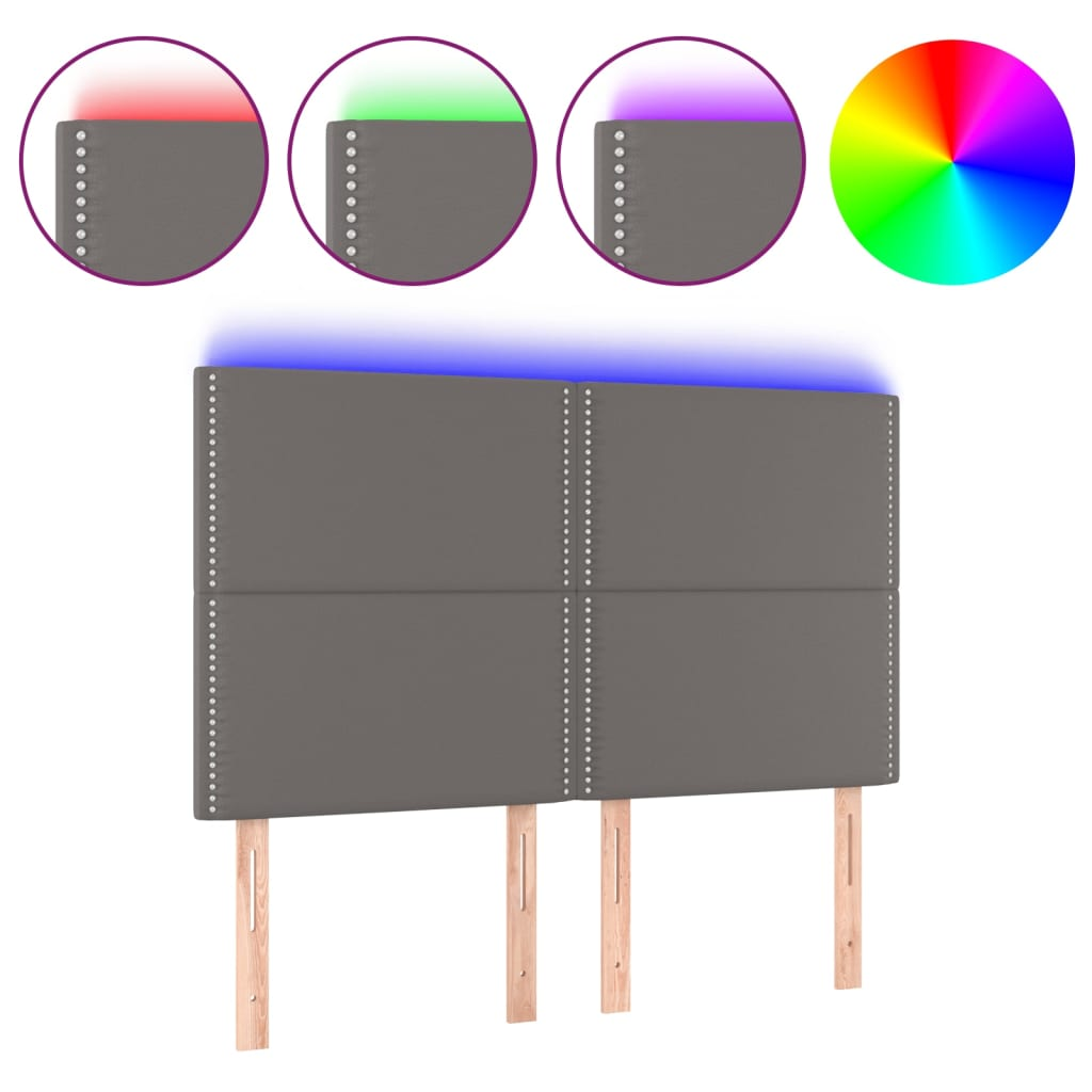 szürke műbőr LED-es fejtámla 144x5x118/128 cm (3122378)