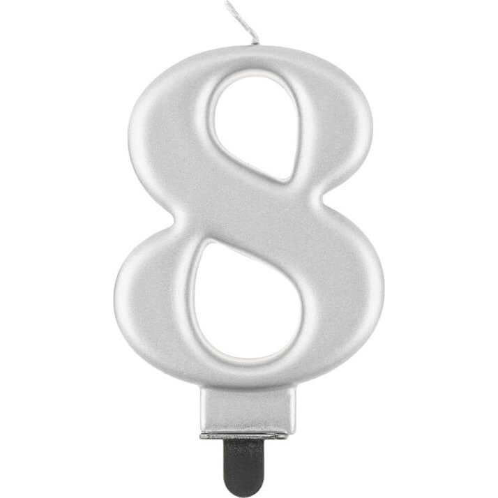 8-as Metál Számgyertya - Ezüst (GODA2070)