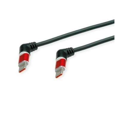 ROLINE Forgatható USB 2.0 kábel 360°, C-C, apa/apa, 60W, piros-fekete, 1 m