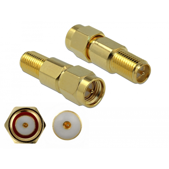 Delock Adapter SMA-dugós csatlakozó apa RP-SMA-csatlakozóhüvely 3 GHz (89991) (89991)