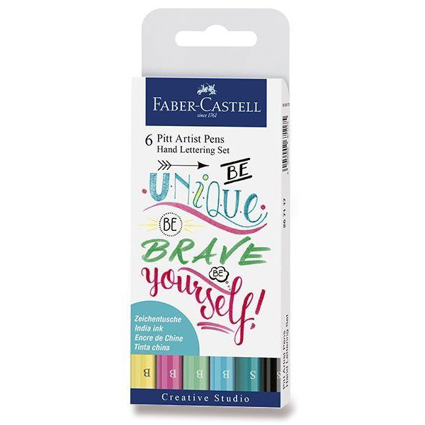Faber-Castell Pitt Artist toll kézi betűkkel ellátott markerek, 6 színben (4005402671168)