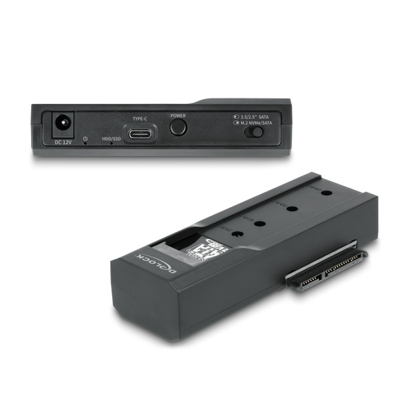 Delock USB Type-C  átalakító 1 db. M.2 SSD vagy 1 db. SATA SSD / HDD (64253)
