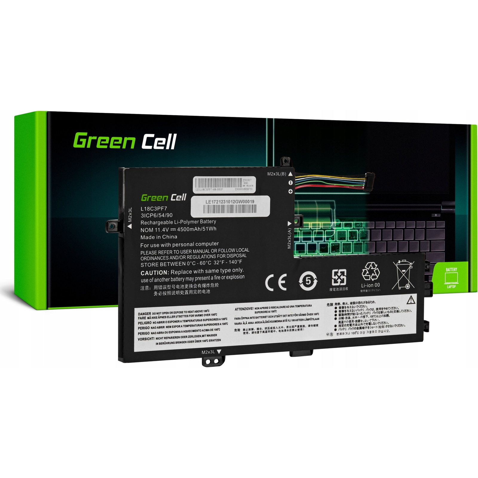 Green Cell Notebook akku GC-LE172 11.4 V 4500 mAh Lenovo (LE172)