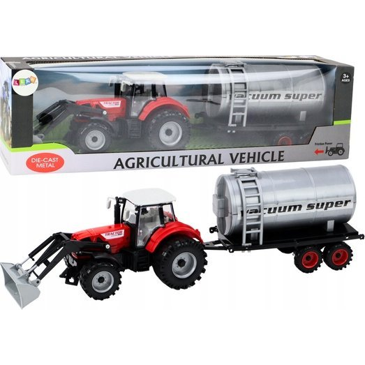 Mezőgazdasági Traktor Kotrógép Tartálykocsi Piros Meghajtóval