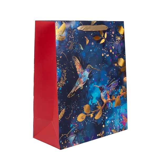 IRIS matt papírtasak hologrammos hot stamp kék kolibri 18 x 23cm (370613)
