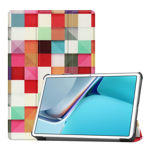 Tok álló, bőr hatású (aktív FLIP, oldalra nyíló, TRIFOLD asztali tartó funkció, kockás) SZÍNES [Huawei MatePad 11 WIFI (DBY-W09)] (5996591102252)