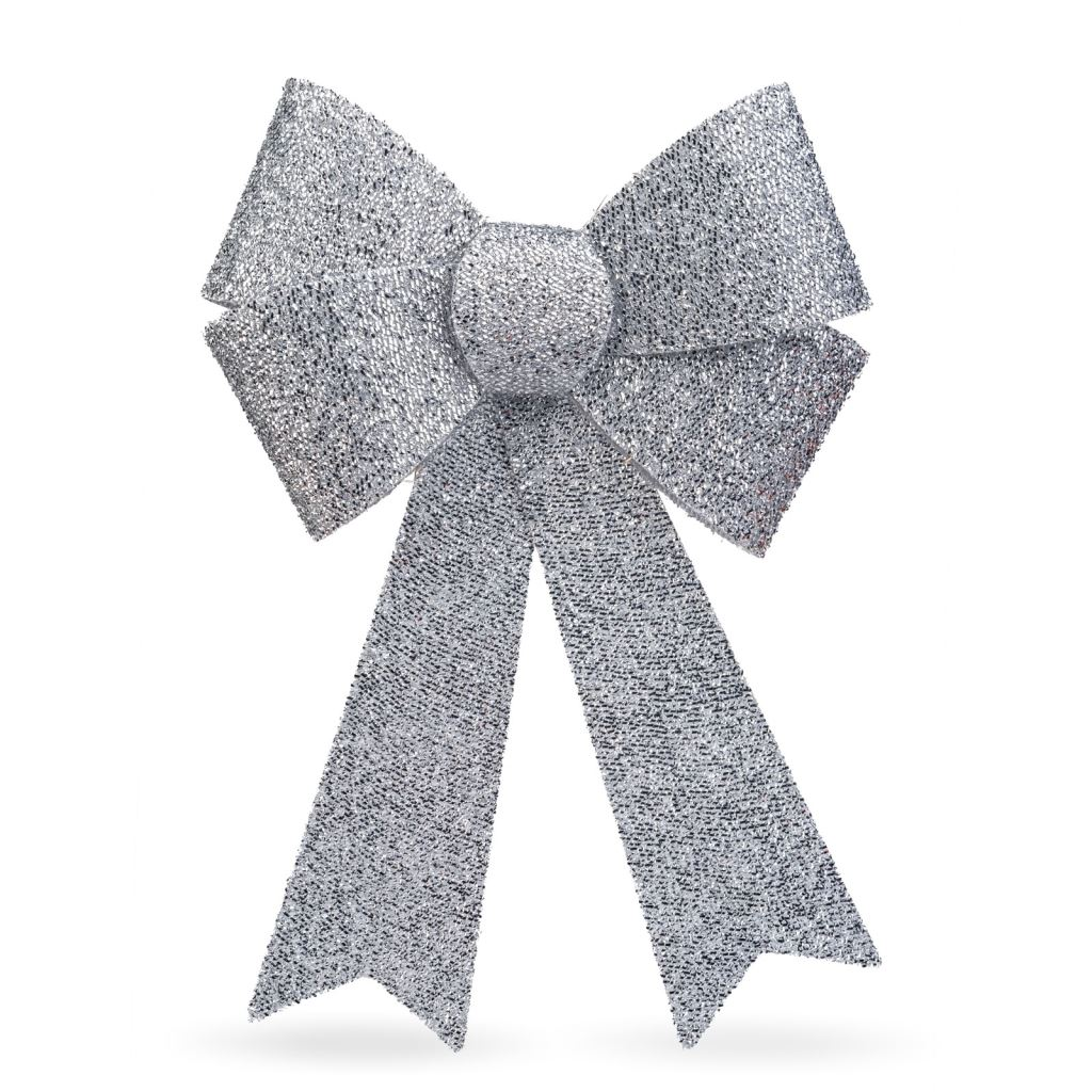 Family színes LED-es masni dekoráció, fényes ezüst színű 40x30cm (58956A) (58956A)