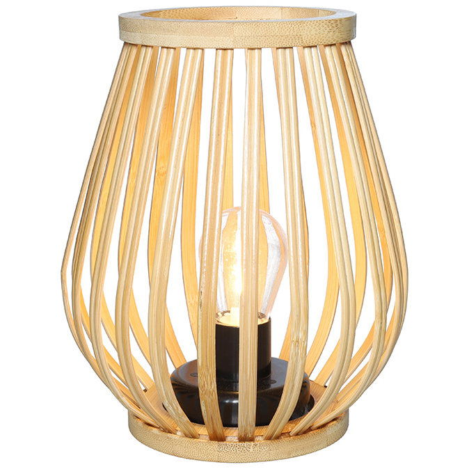 Solight Bambusová lucerna s LED žárovkou, teplá bílá, 2 × AA, 20 cm (WO3106)