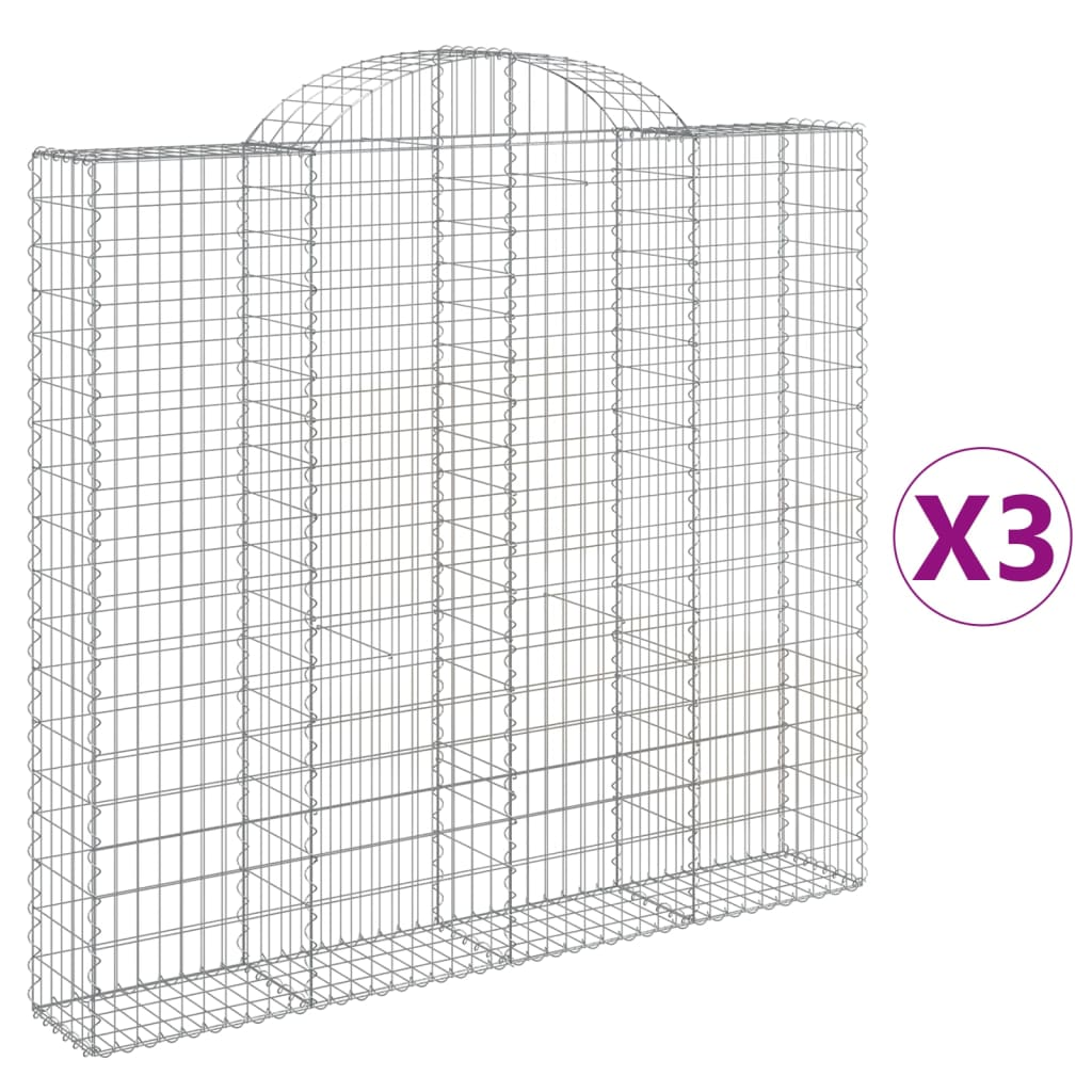 3 db íves horganyzott vas gabion kosár 200x30x180/200 cm (3146195)