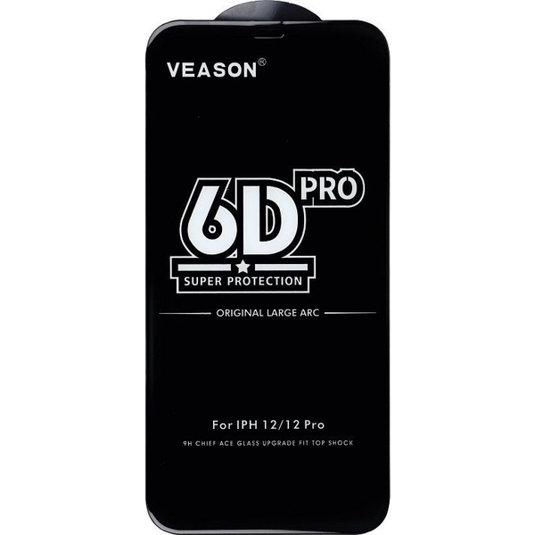 6D Teljes Képernyős Edzett Üveg - iPhone 12 Pro Max Fekete