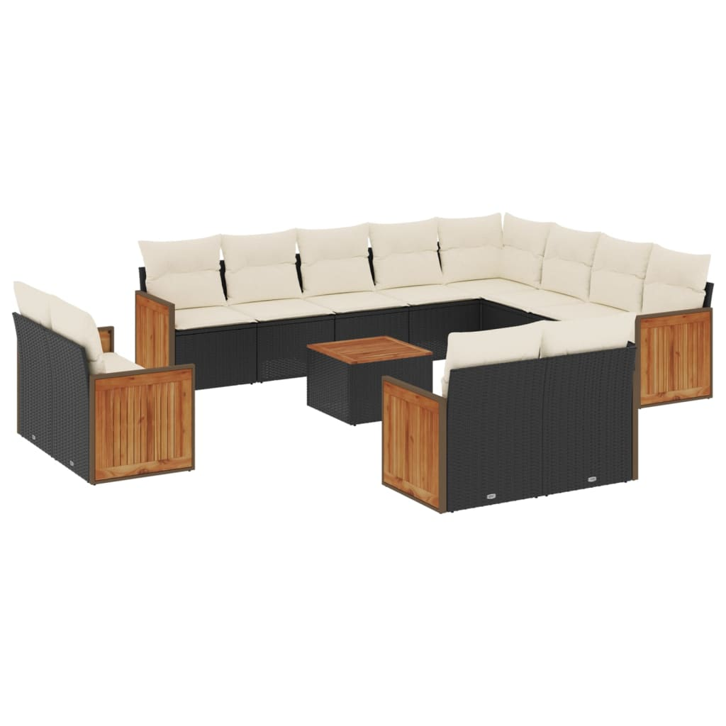 13 részes fekete polyrattan kerti ülőgarnitúra párnákkal (3228198)