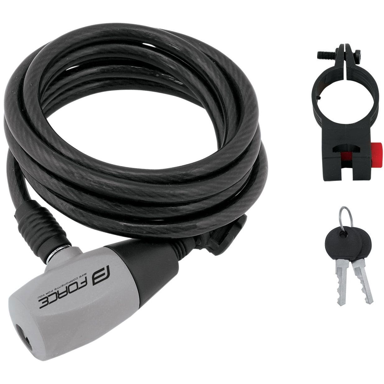 Force RON spirál tartóval, 185cm / 8mm, fekete (8592627000126)