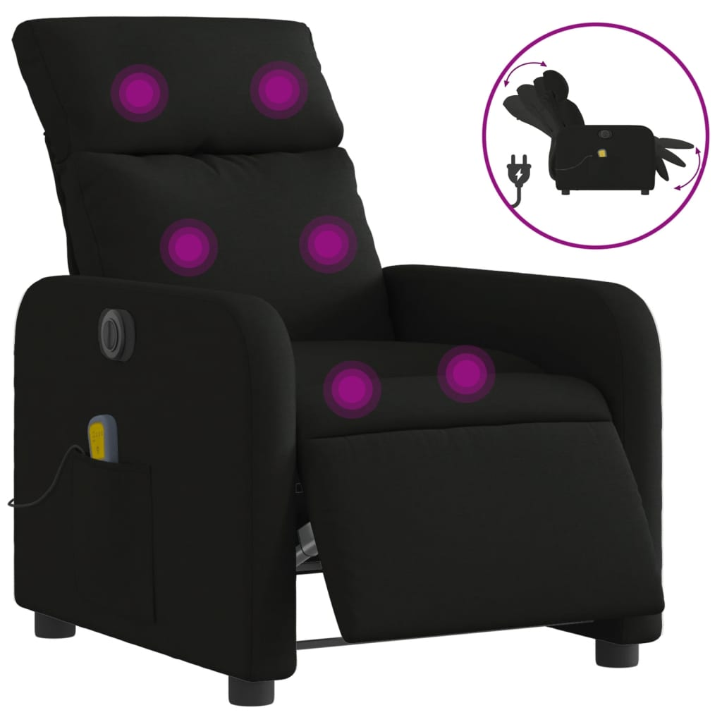 fekete szövet elektromos dönthető masszázsfotel (3206692)