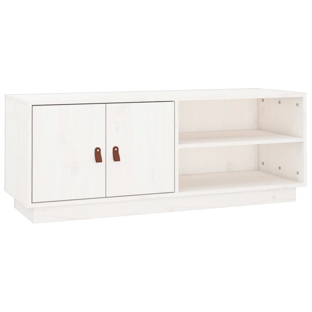 fehér tömör fenyőfa TV-szekrény 105 x 34 x 40 cm (818221)