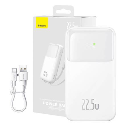Comet Series Power Bank Con Pantalla 10000 Mah 22,5 W + Cable Usb-a Usb-c 0,3 M Blanco