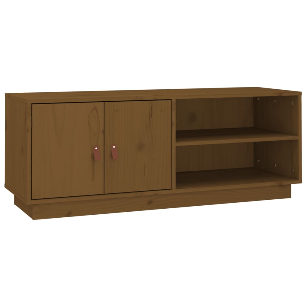 mézbarna tömör fenyőfa TV-szekrény 105 x 34 x 40 cm (818223)