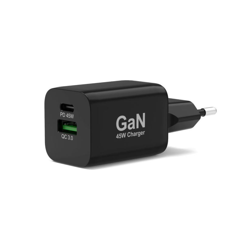Port Connect USB-C / USB-A Hálózati töltő - Fekete (45W) (900105-EU)
