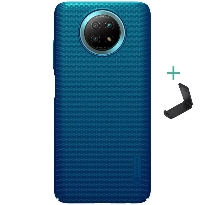 Xiaomi Redmi Note 9 5G, Műanyag hátlap védőtok, stand, Nillkin Super Frosted, zöldes-kék (G103641)