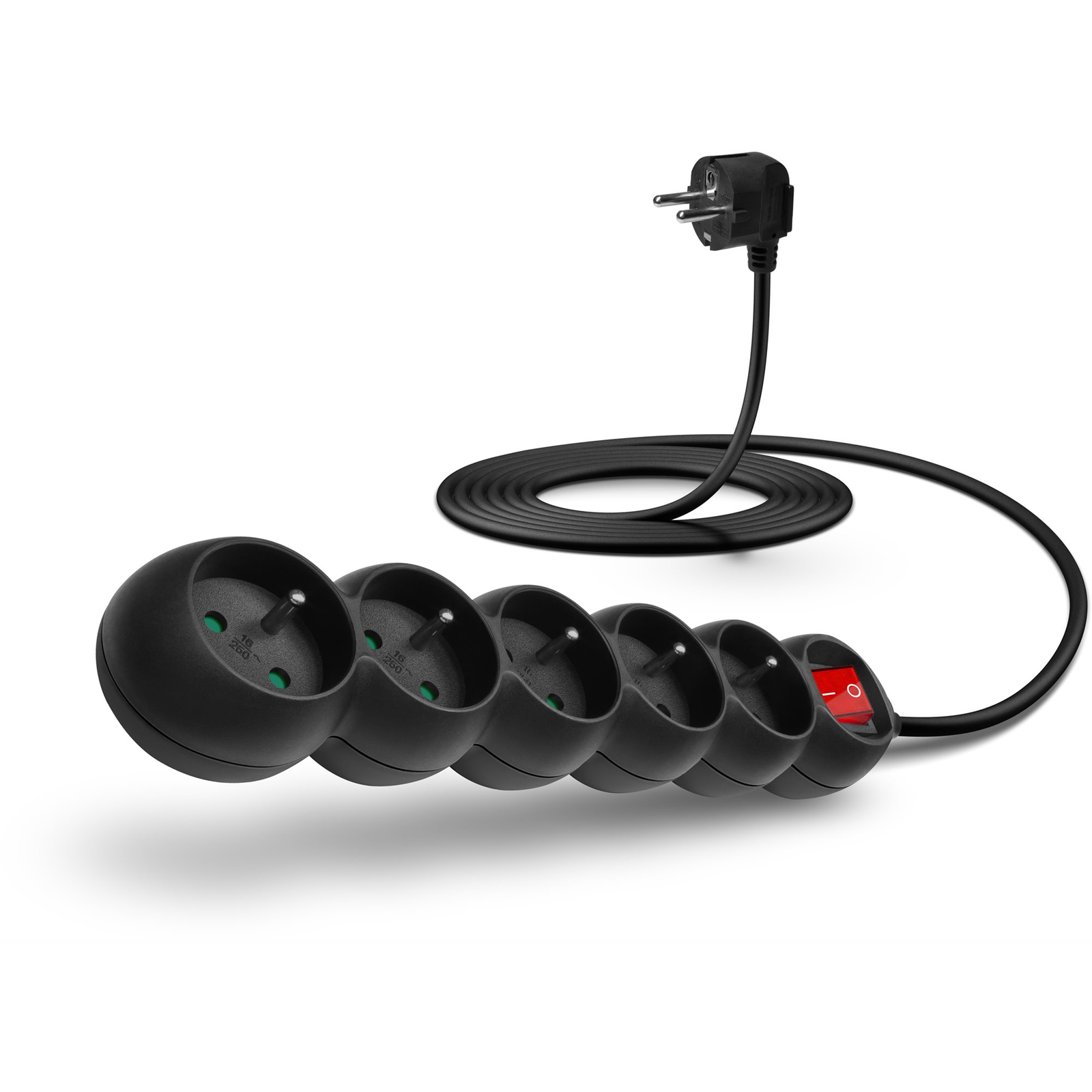 CONNECT IT hosszabbító 230 V, 5 aljzat + kapcsoló, 3 méteres, fekete színű (CES-1007-BK)