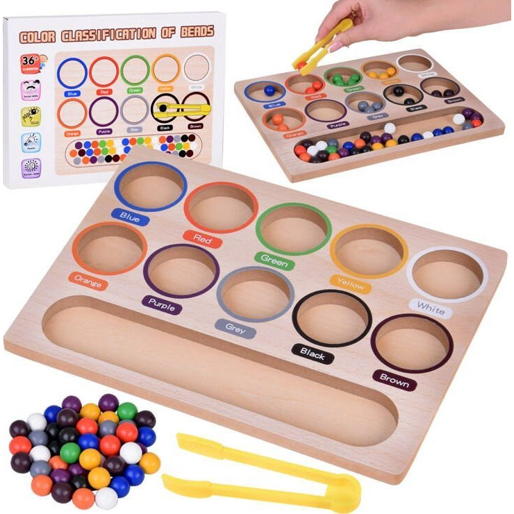 Színes Golyók Montessori Fa Játék (ZA5329)