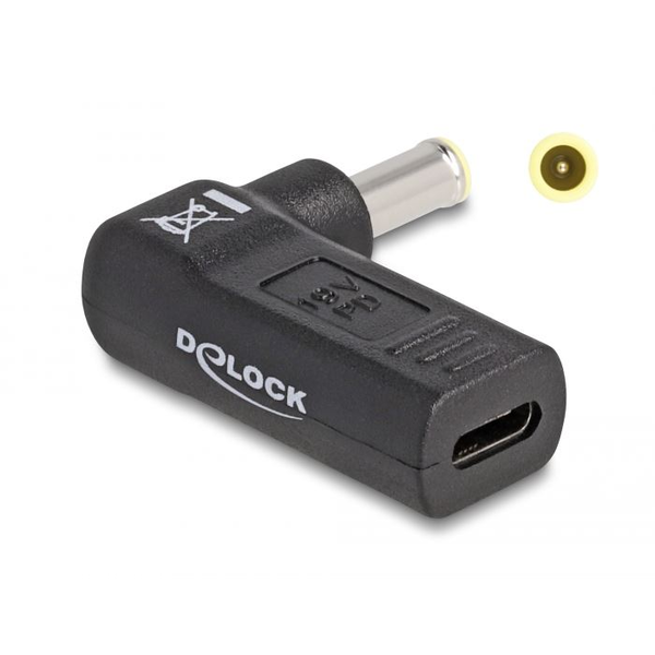 Delock Laptop töltőkábel adapter USB Type-C  anya - Samsung 5,5 x 3,0 mm apa 90  fokban hajlított (60013)