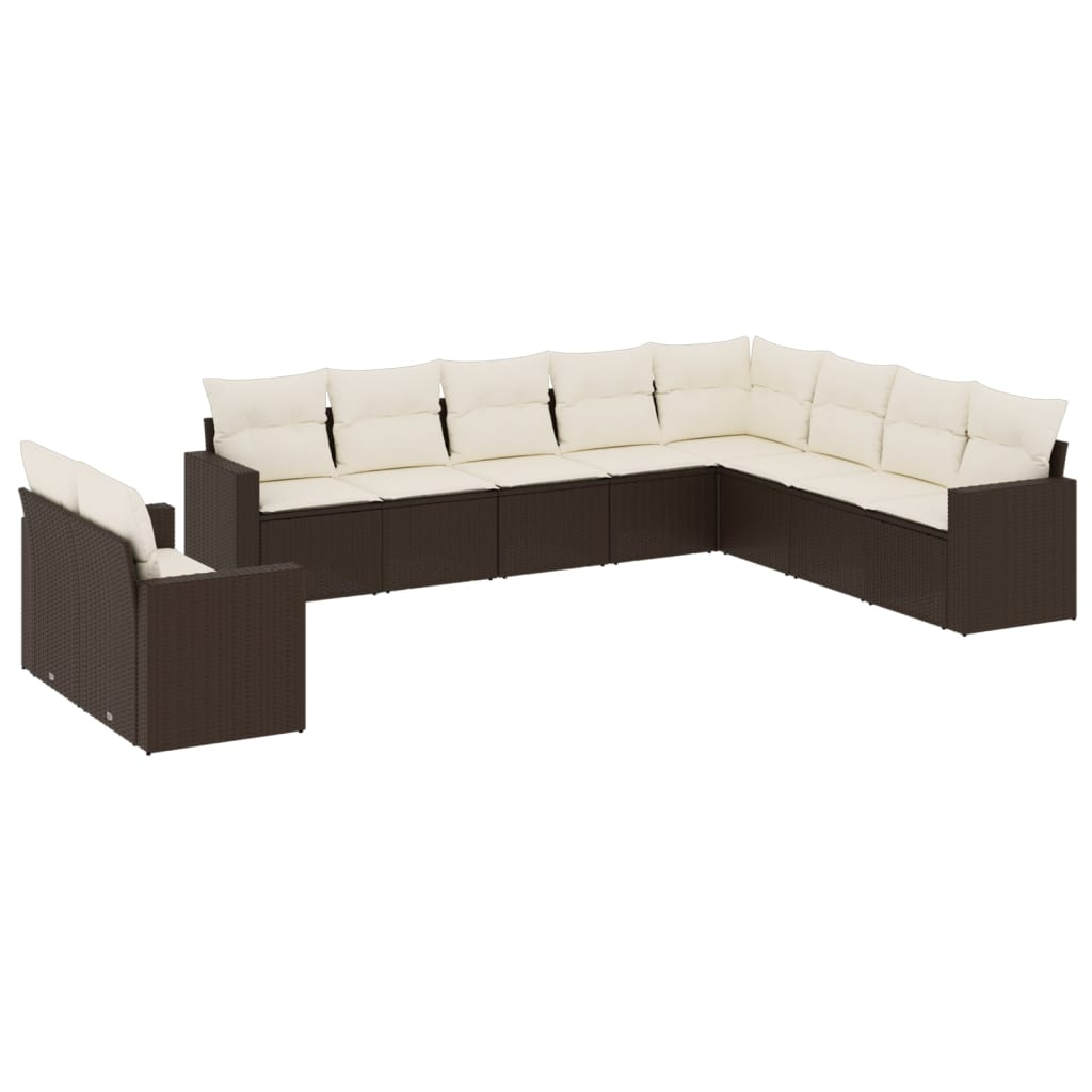 10 részes barna polyrattan kerti ülőgarnitúra párnákkal (3251510)