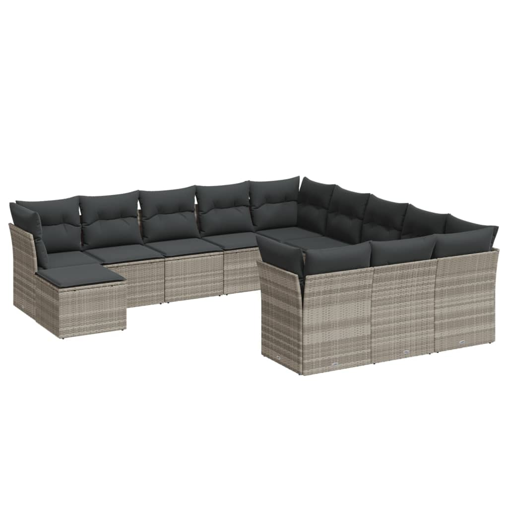 12 részes világosszürke polyrattan kerti ülőgarnitúra párnával (3218632)
