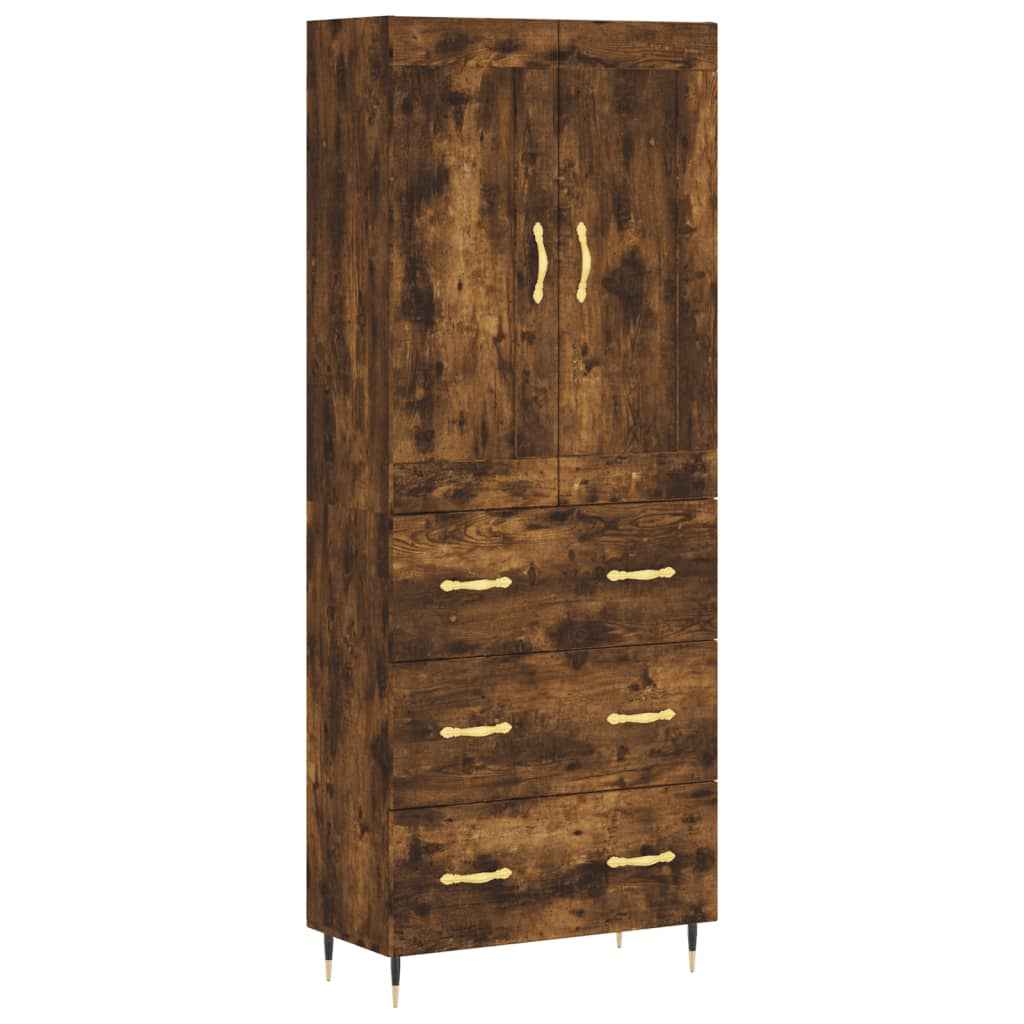 füstös tölgy színű szerelt fa magasszekrény 69,5 x 34 x 180 cm (3199734)