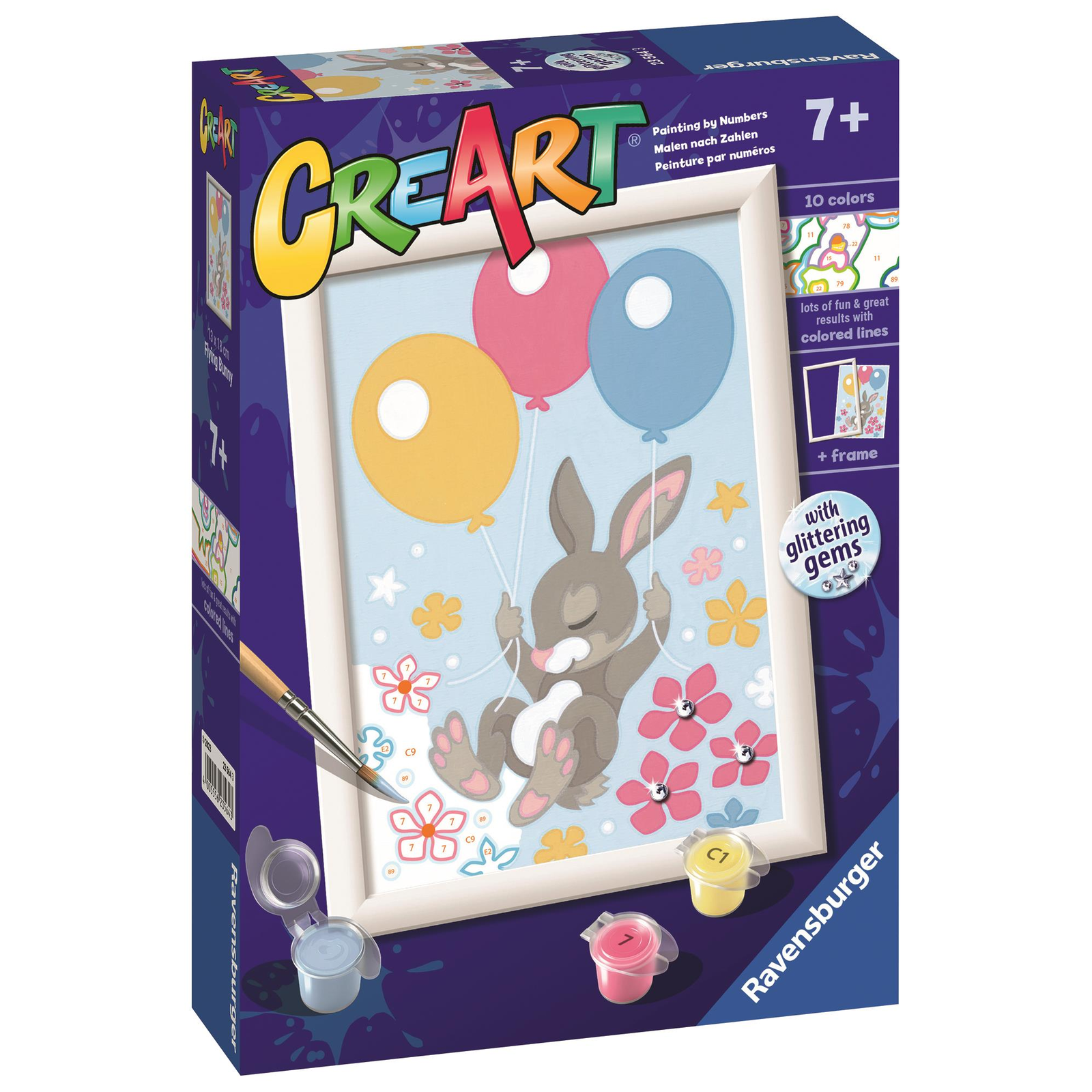 Ravensburger 235643 CreArt Repülő nyuszi lufikkal és csillogó strasszkövekkel (4005556235643)