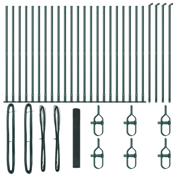 Hegesztett Drótháló Kerítés 13 Fúrt Oszloppal Zöld 1.2x50 m Acél