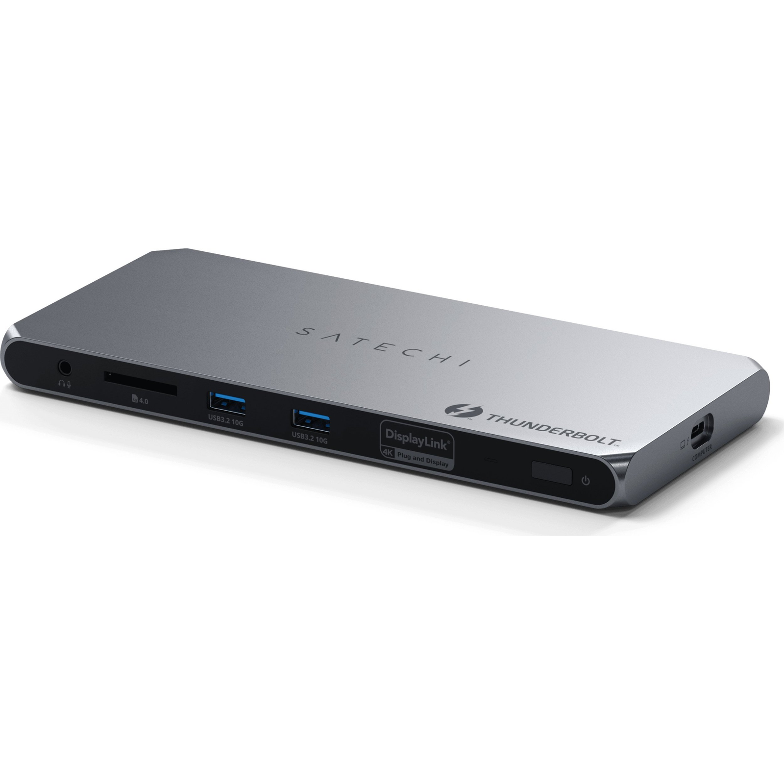 Satechi Thunderbolt 4 | 3.5mm audio | czytnik kart | 2x USB-A 3.2 | 2x HDMI 2.0 DisplayLink | 1x Ethernet | 3x TB4 downstream | DC/21V - zasilacz 180W | 96W TB4 passthrough (ST-DT4MDM-EU)