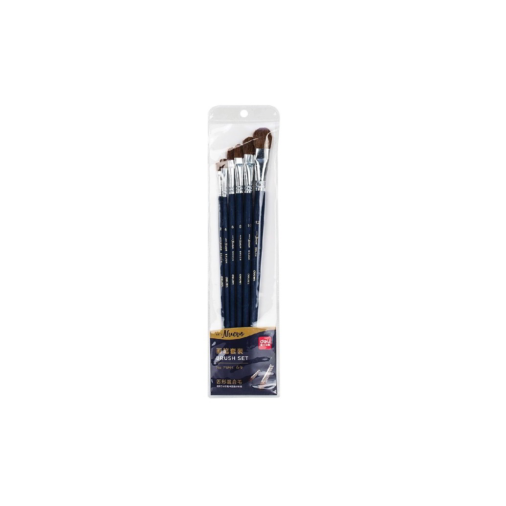 Deli Arte Nuevo Kevert szőrű 6 darabos Ecset készlet 0-10mm - Fekete (DEL73895)