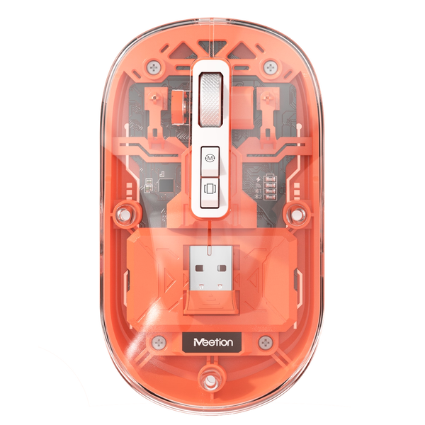 Meetion BTM005 Bluetooth + RF Wireless Egér - Átlátszó narancssárga