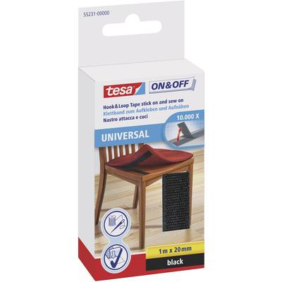 Tesa öntapadós tépőzár, tépőzáras ragasztószalag 1000 mm x 20 mm fekete TESA On & Off 55231-00-01 (55231-00-01)