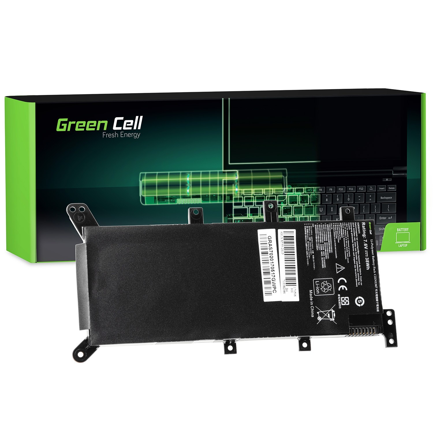 Green Cell AS70 Asus A555 / F555 / K555 / R556 / X555 Notebook akkumulátor 4000 mAh (AS70)