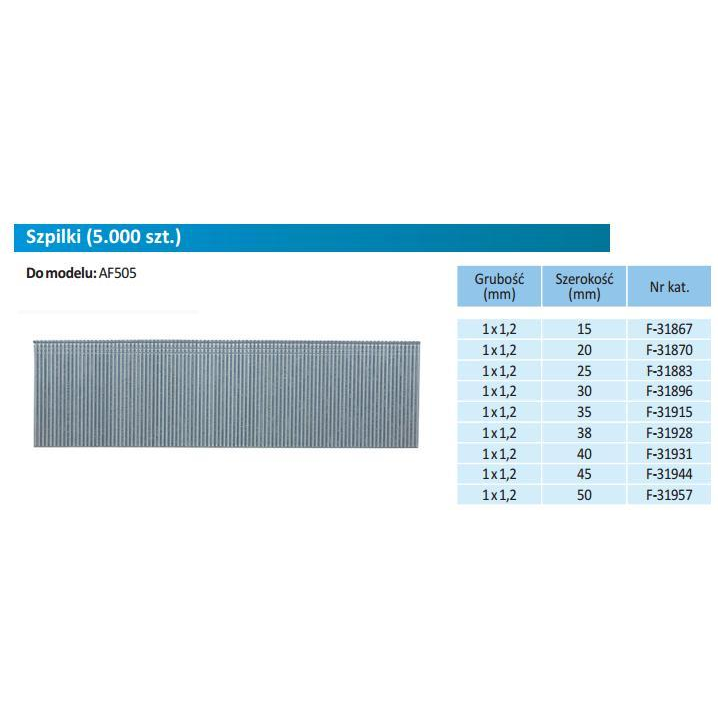 MAKITA F-31928 Fej nélküli tűszeg 1.05x38mm 5000 db (F-31928)