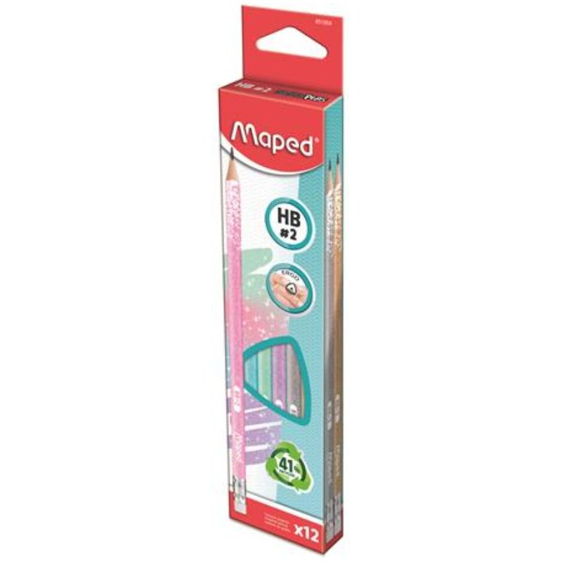 Maped Black Peps Glitter Deco Háromszög alakú grafitceruza készlet (12 db / csomag) (IMA851804)
