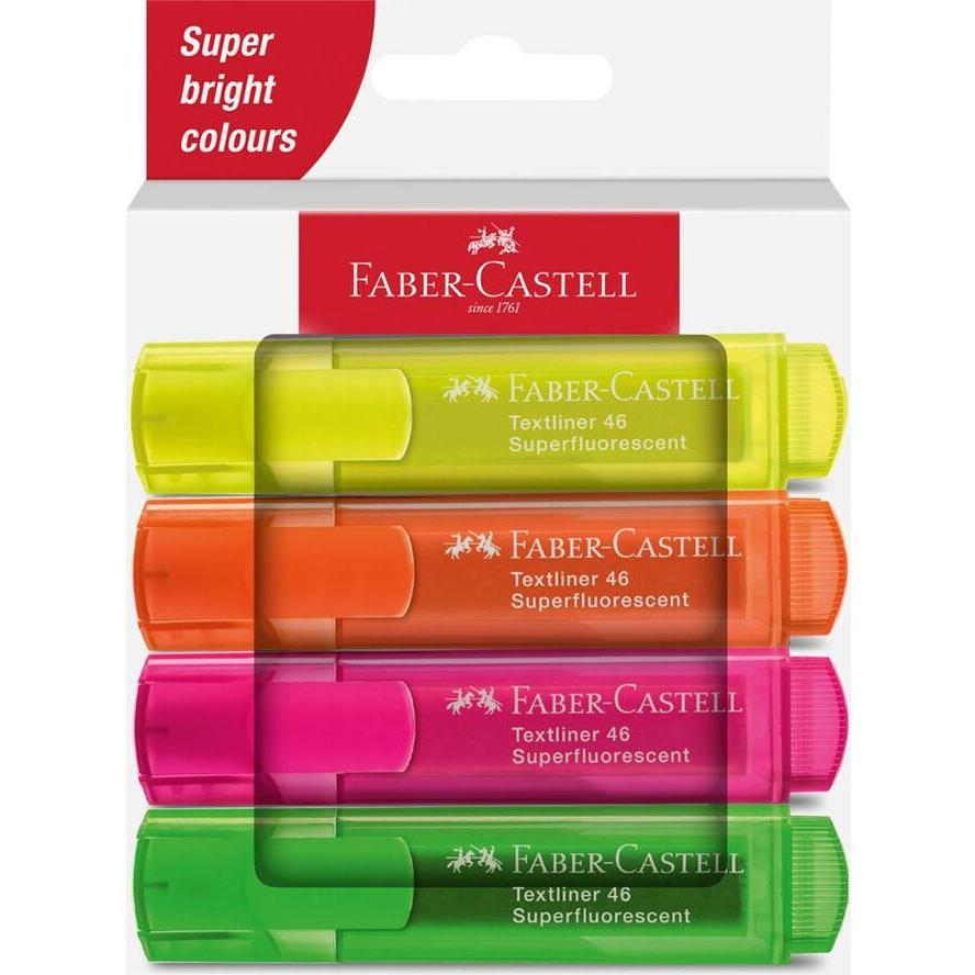 Faber-Castell: 1546 Neon fluorescent 4 db-os szövegkiemelő filctoll szett (254644)