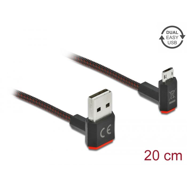 Delock EASY-USB 2.0 A-típusú csatlakozó - EASY-USB Micro-B kábel 0,2m fekete (85264)