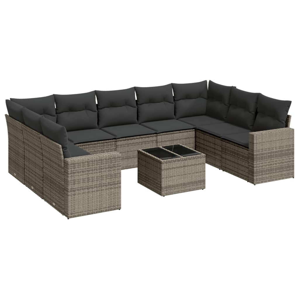 10 részes szürke polyrattan kerti ülőgarnitúra párnákkal (3219400)
