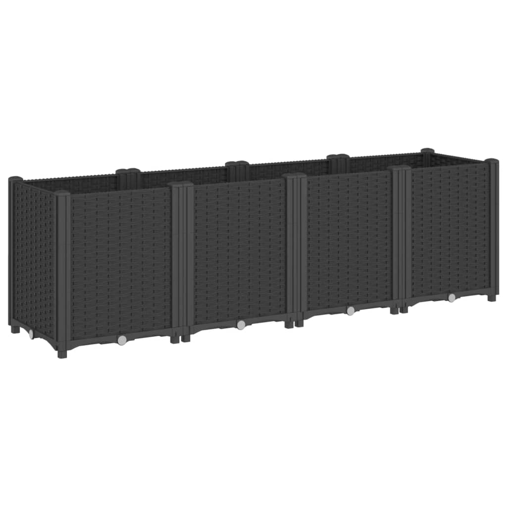 fekete polipropilén kerti ültetőláda 160 x 40 x 53 cm (367858)