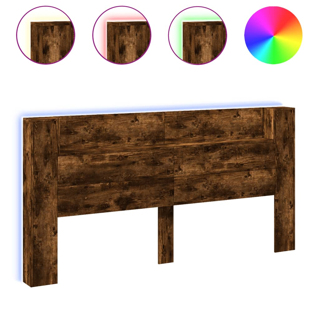 füstös tölgy színű áthidalószekrény LED-ekkel 200x16,5x103,5 cm (839270)