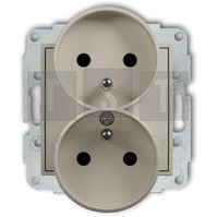 Mechanizm gniazda Karlik Mini 60MGPR-2zp podwójnego z uziemieniem 2x(2P+Z) taupe
