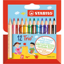 STABILO Színes ceruza készlet, háromszögletű, vastag, rövid,  "Trio", 12 különböző szín (TST2051201)